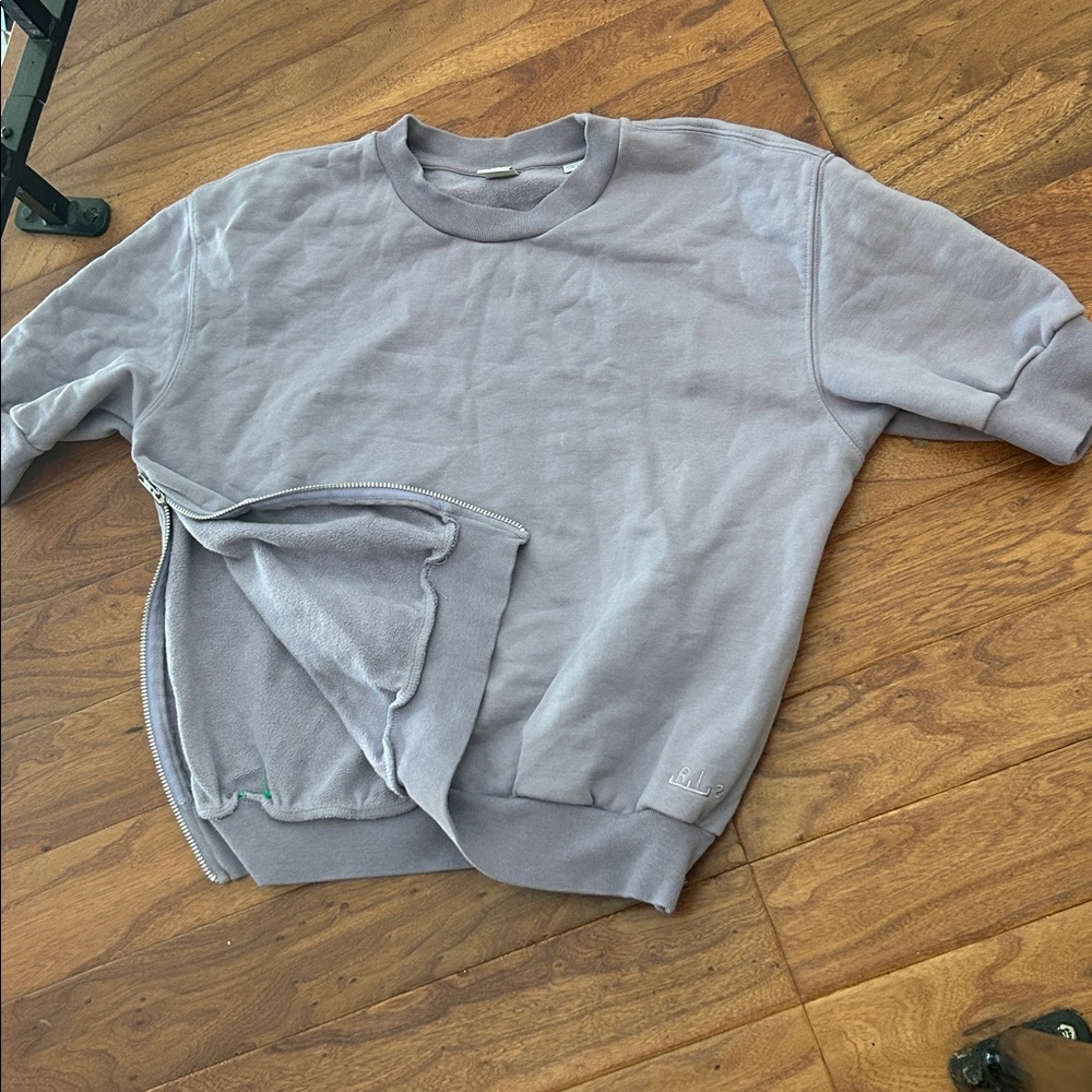 Random Identities by Stefano Pilati 100% Cotton Purple Zipper Crewneck Sweater
